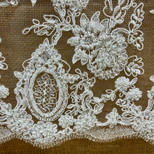 Load image into Gallery viewer, Beaded & Corded Bridal Lace Fabric Embroidered on 100% Polyester Net Mesh | Lace USA - 96788W-HB-1