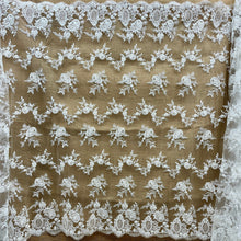 Load image into Gallery viewer, Beaded & Corded Bridal Lace Fabric Embroidered on 100% Polyester Net Mesh | Lace USA - 96788W-HB-0