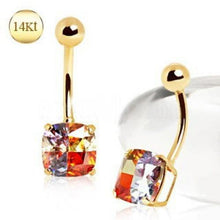 Load image into Gallery viewer, 14Kt Yellow Gold Navel Ring with Miracle Cubic-2
