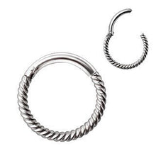 Load image into Gallery viewer, 316L Stainless Steel Rope Design Seamless Clicker Ring / Septum Jewelry-2