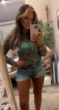 Load image into Gallery viewer, Sage Floral Mesh Top
