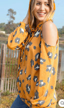 Load image into Gallery viewer, Leopard print cold shoulder hoodie
