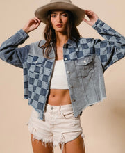 Load image into Gallery viewer, Bibi checkered denim &amp; corduroy shacket
