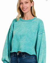 Load image into Gallery viewer, Acid Wash Fleece Cropped Sweater
