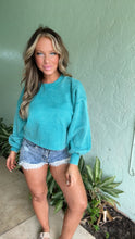 Load image into Gallery viewer, Acid Wash Fleece Cropped Sweater
