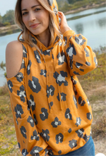 Load image into Gallery viewer, Leopard print cold shoulder hoodie

