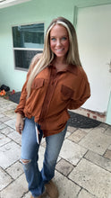 Load image into Gallery viewer, Camel waffle knit oversized shacket
