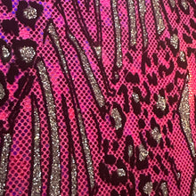 Load image into Gallery viewer, Cheetah Metallic Flocking Hologram Glitter Fabric in Nylon Spandex | Spandex Palace-0
