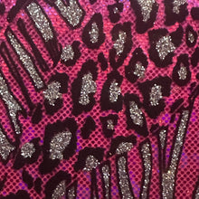 Load image into Gallery viewer, Cheetah Metallic Flocking Hologram Glitter Fabric in Nylon Spandex | Spandex Palace-1
