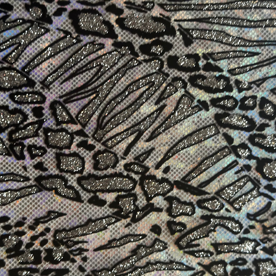 Cheetah Metallic Flocking Hologram Glitter Fabric in Nylon Spandex | Spandex Palace-5
