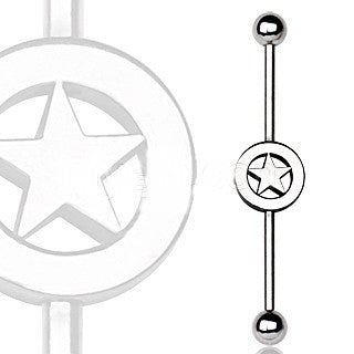 316L Surgical Steel Industrial Barbell with Star Logo-0