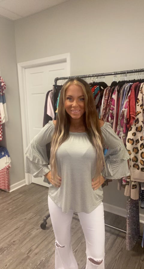 Green white off shoulder