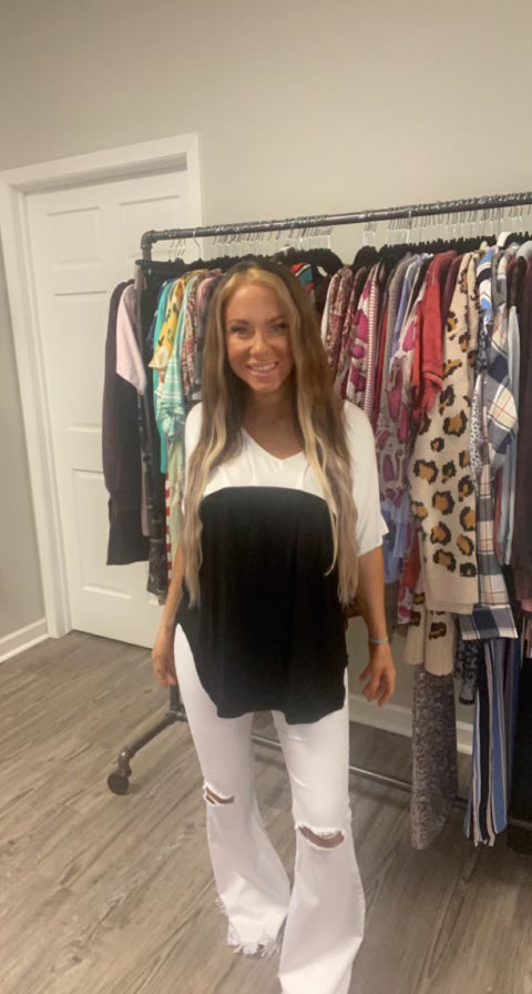 babydoll black and white peplum blouse