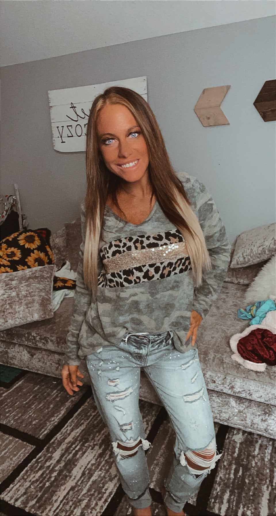 Camo sequin ColorBlock BiBI top