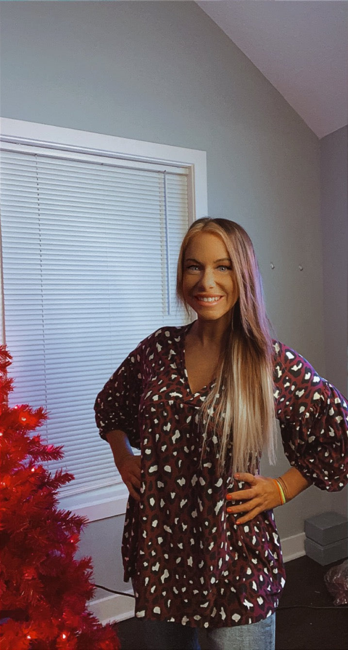 Babydoll peplum blouse burgundy