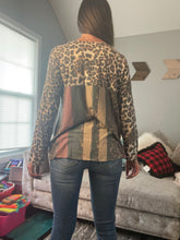 Load image into Gallery viewer, Animal Print Stripe Cut Out Top
