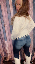Load image into Gallery viewer, Cold shoulder confetti sweater
