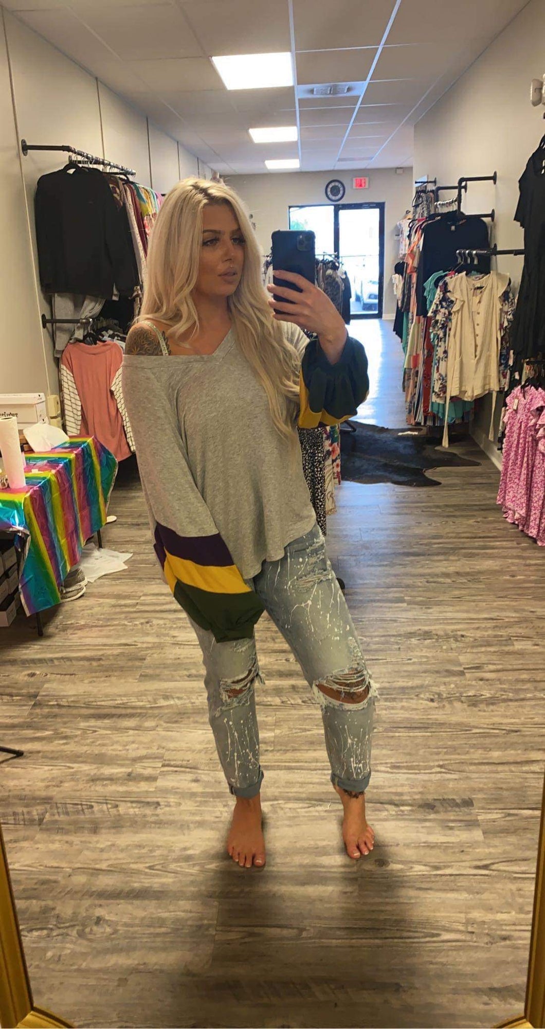 Mardi Gras balloon sleeve top