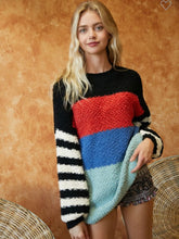Load image into Gallery viewer, Black Colorblock Fuzzy sweater
