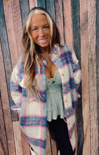 Load image into Gallery viewer, Fuschia ivory purple shacket
