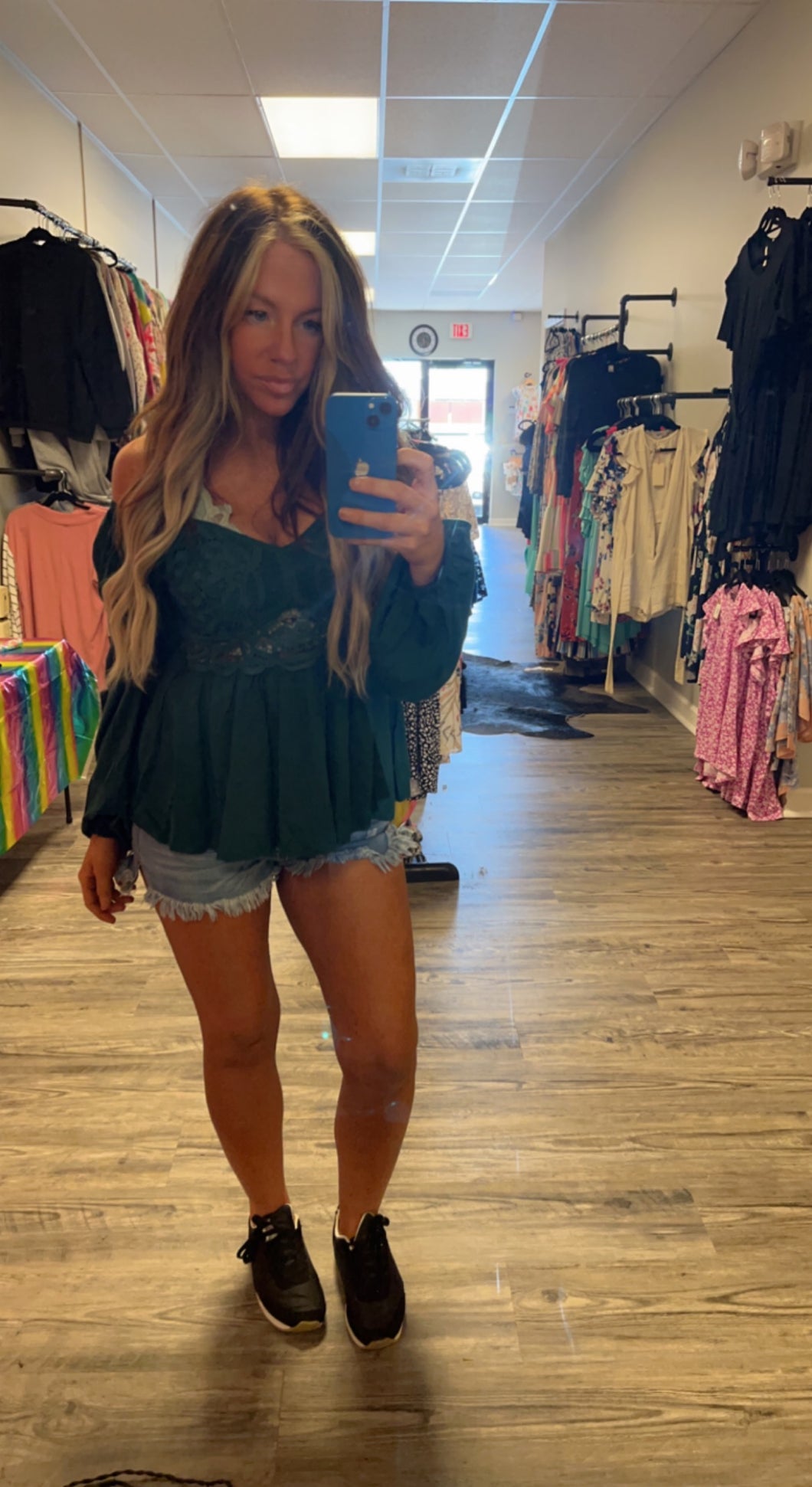 Hunter green boho top